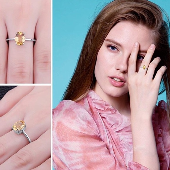 1.16ct Citrine Ring - 925 Sterling Silver - Picture 4 of 5